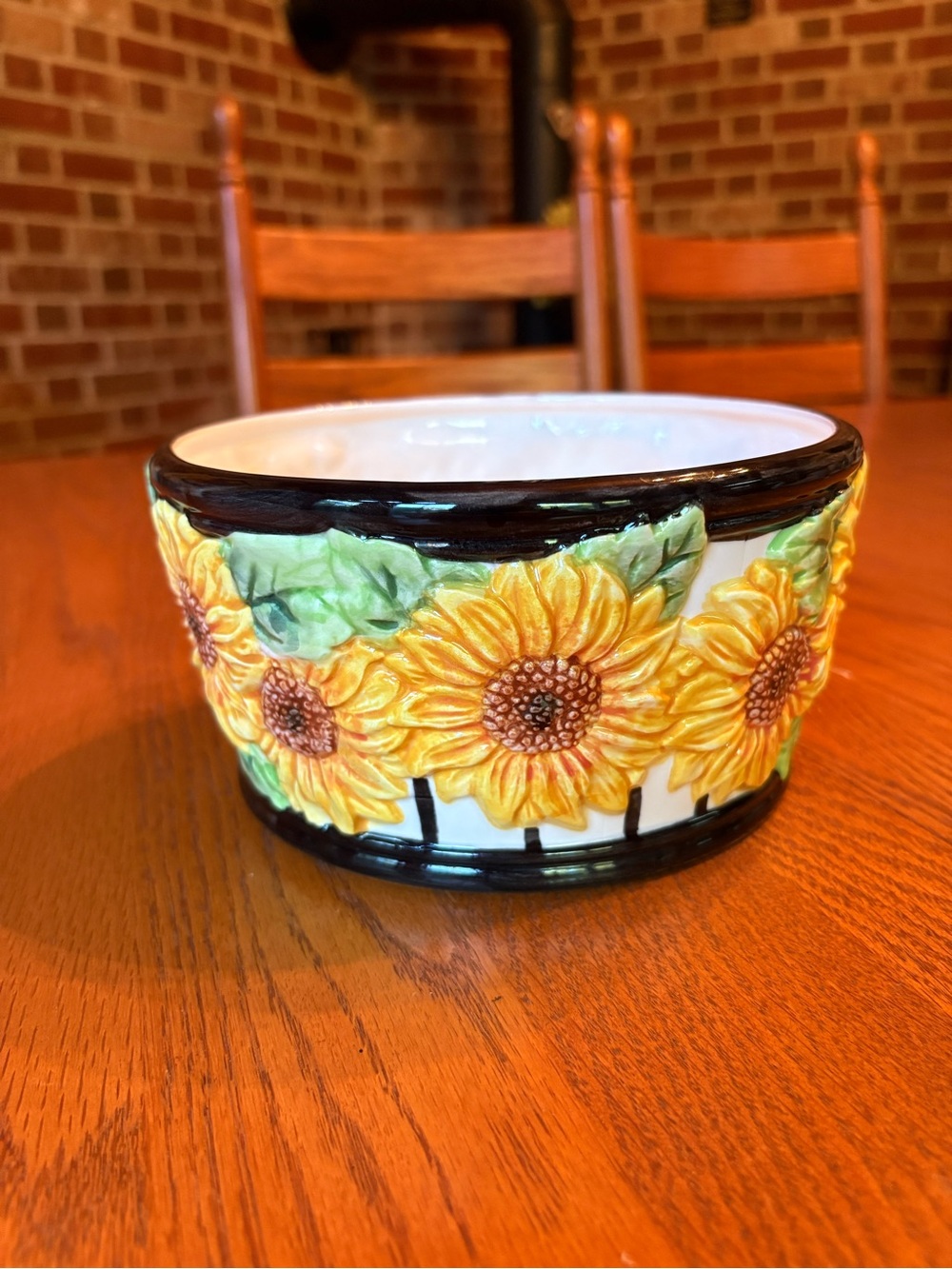 Fitz and Floyd 1992 Sunflower Ceramic Decorative Bowl - Yellow Sunflower Design